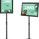 PUJIANG 11 x 17 Sign Holder Stand, Adjustable Floor Poster Sign Stand Aluminum Snap Open Frame for Display Notice/Poster/Advertisement (Black)