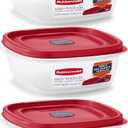 Rubbermaid Easy Find Lid Square 5-Cup Food Storage Container (Pack of 3), Red (Vented)