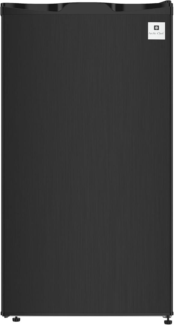 ARCTIC CHEF Mini Refrigerator with Freezer/Ice Compartment, Black Stainless, 3.2 cu ft
