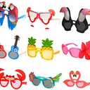 Ocean Line Luau Party Sunglasses - 9 Pairs Funny Hawaiian Glasses, Tropical Fancy Dress Props, Fun Summer Kids Party Favors, Beach Themed Party Supplies Decoration