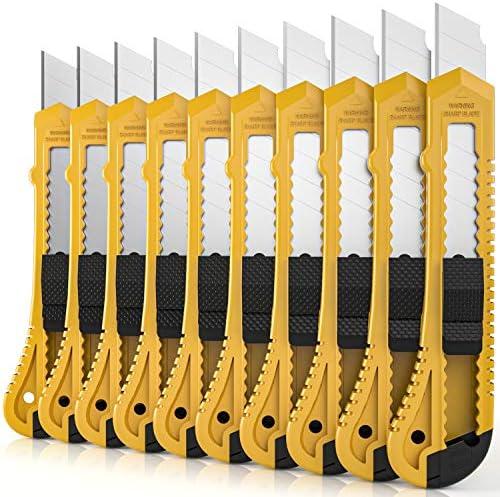 Nicpro 10 PCS Utility Knife Set, 18 mm Retractable Box Cutters Bulk Razor Knife for Heavy Duty Office, Home, Arts Crafts, Hobby