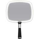 MIRRORVANA Lighted Travel Makeup Mirror - 2 in 1 Handheld & Tabletop LED Mirror with 3 Light Modes, Detachable Stand, and Comfy Handle - 9" x 13" (Black) 