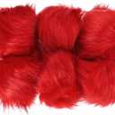 PATIKIL Faux Fur Pom Poms for Hats, 6 Pcs Fluffy Soft Fur Poms Balls with Elastic Loop for Keychain Knitting Hats DIY Scarves Gloves Bag Christmas, Red