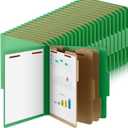 Skyygemm 48 Pcs Classification Folders Letter Size, 3 Divider Pressboard File Folder with Fasteners, Expanding File Organizer Bulk for School Teachers, Office Employee, Coworker, Staff (Green)