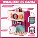 GAGAKU Wooden Coffee Machine Toy for Toddlers, Montessori Learning Toys for 3 4 5 Year Old Girls & Boys, Realistic Pretend Play Kitchen Accessories with Espresso Maker & Latte Art Set