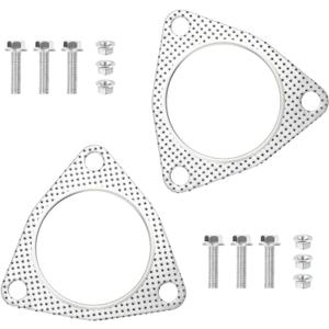 2PCS Exhaust Flange Gasket with 6PCS Exhaust Bolts and 6PCS Nut Kit,Graphite Composite Exhaust Gasket for Exhaust Flange Repair,Universal Car Accessories for Car SUV Truck (3 inch)