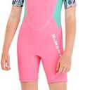 Wetsuit Kids Shorty Neoprene Thermal Diving Swimsuit 2.5MM for Girls Boys Youth Teen Toddler Child, One Piece Children Rash Guard Swimming Suit UV Protection Sunsuit for Surfing (Medium)