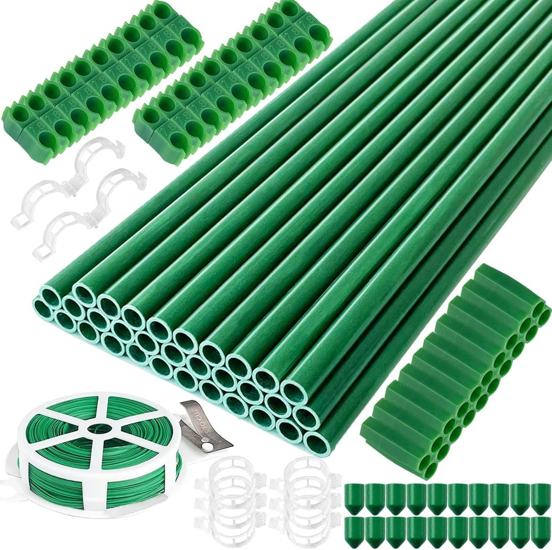 143 Pcs Garden Stakes Set,32 Sets of Fiberglass Plant Stakes Sticks,DIY 3ft 4ft 5ft 6ft 7ft Sturdy Plant Stakes for Tomato Vegetables, Sticks Support for Indoor Outdoor Plants Gardening Supplies 143 Pcs Garden Stakes Set,32 Sets of Fiberglass Plant Stakes Sticks,DIY 3ft 4ft 5ft 6ft 7ft Sturdy Plant Stakes for Tomato Vegetables, Sticks Support for Indoor Outdoor Plants Gardening Supplies
