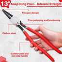 13-Inch Snap Ring Plier Heavy Duty Internal Circlip Pliers Straight Jaw Tip Diameter 0.12" for Installing Removing Retaining Ring