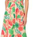 Adrianna Papell Women's Smocked Printed Placement Dress (6, Ivory Multi)