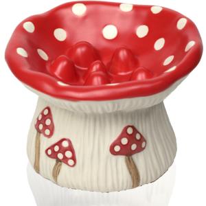 Ceramic Cat Slow Feeder, Cute Mushroom Shape Elevated Food Bowl, Shallow Raised Cat Dish, Anti Vomiting Whisker Fatigue Bowls