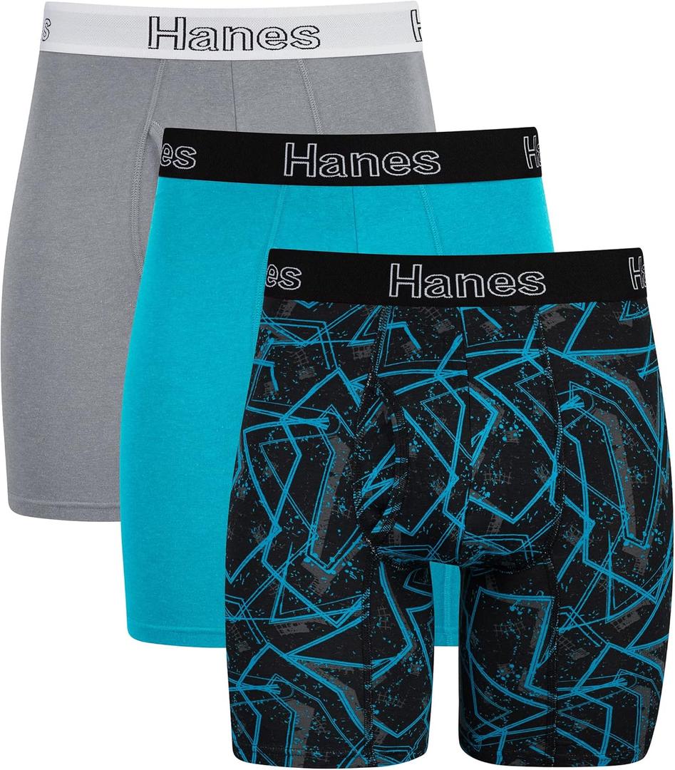 Hanes Men's Underwear Boxer Briefs or Long-Leg Boxer Briefs Pack, 3 Pack, No-Ride-Up, Stretch-Cotton Men Clothing, S 