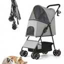 Pet Stroller for Small Dogs Cats, Lightweight Foldable Dog Stroller-Gray