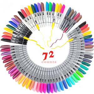 TOWON Permanent Markers 72 Assorted Colors - Waterproof Colored Pens Set 45 Fine Tip, 8 Ultra Fine, 8 Chisel Tip, 6 Neon, 5 Metallic Markers Home Office Store Supplies for Adults Coloring