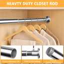 Closet Rods For Hanging Clothes, 17-40 Inch Adjustable Closet Rod, Stainless Steel Heavy Duty Closet Hanging Rod-Silver