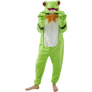 NEWCOSPLAY Unisex Adult Onesie Pajamas Animal One Piece Costume Cosplay Sleepwear (Medium, Frog)