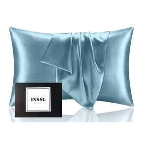 INSSL Silk Pillowcase for Women, Mulberry Silk Pillowcase for Hair and Skin and Stay Comfortable and Breathable During Sleep Silk Pillow Cases (Blue Gray,Standard)