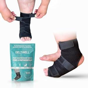 Beltwell® - Adjustable Foot & Ankle Compression Wraps For Edema, Lymphedema, Circulation, Swelling (2 Wraps) (Black, X-Large)