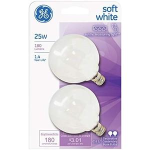 GE Lighting 44412 25 Watt White Vanity Globe Light Bulbs 2 Count GE Lighting 44412 25 Watt White Vanity Globe Light Bulbs 2 Count