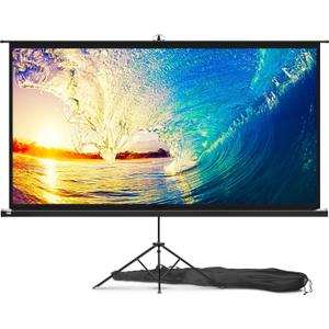 100 Inch Indoor and Outdoor Projector Screen with Stand for Movies or Presentations - HD Premium 16:9 Folding Free Tripod Screen with Carry Bag and Straps, Matte (Black)