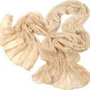 Rokou Women Elegant Solid Color Crinkle Scarf Soft Long Scarves Neck Warm Wrap