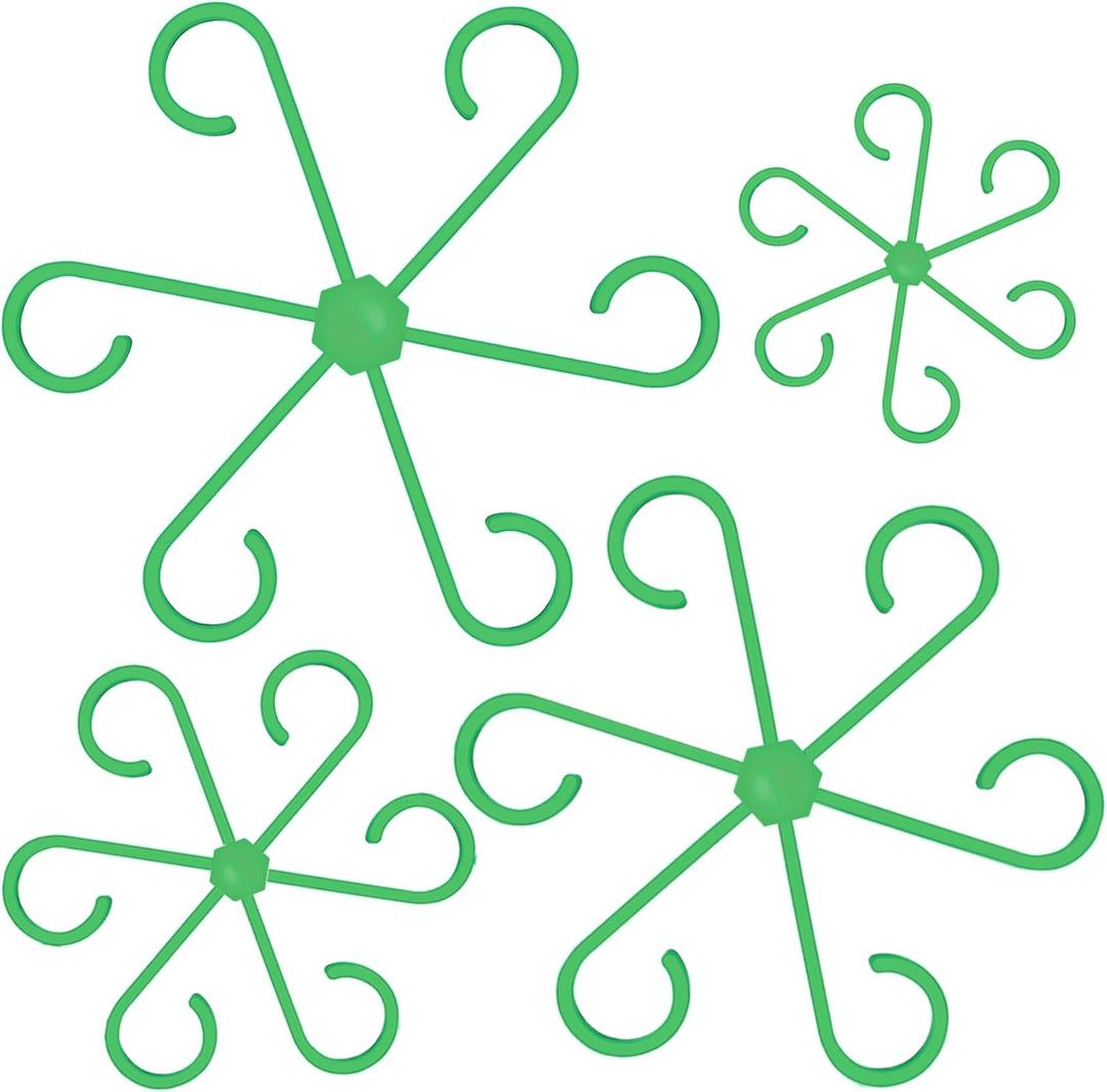 8PCS Plant Stem Supports for Indoor Plants, 4 Sizes Climbing Houseplant Stem Holders, Green Plastic Reusable Flower Trellis Stem Stabilizer, Plant Accessories for Flower Indoor Outdoor Garden