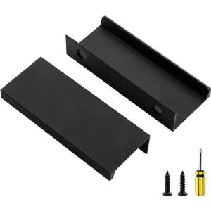 Ravinte 3 Pack Finger Pulls for Cabinets 76mm/3" Length Black Edge Pulls Matte Black Finger Cabinet Pulls Concealed Handles for Kitchen Drawer Finger Edge Pull Tab Handle