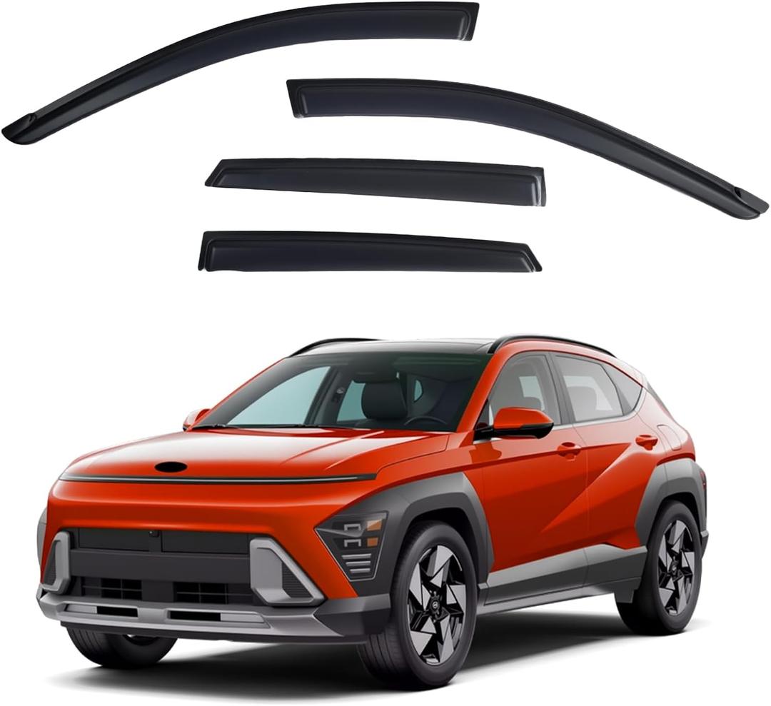 Window Visors Rain Guards Compatible with 2024-2026 Hyundai Kona, Out-Channel Side Window Wind Deflectors Vent Shades Accessories, Dark Smoke 4 Pcs, 2025