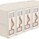 6 Pack Bed Sheets Organizers And Storage (King Size),Foldable Sheet Organizer With Handle For Linen Closet,Bedding Organizer Storage For Sheets, Duvet Cover (Beige, XCDSN-002