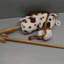 HollyHOME Stick Horse Plush Handcrafted Hobby Horse on a Stick with Wood Wheels Real Pony Neighing and Galloping Sounds for Kids Toddlers Appaloosa 36 Inches (AA Batteries Required), Large
