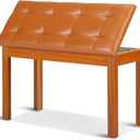 Duet Piano Bench with Storage - Wooden Solid Wood Piano Bench, Tufted Padded Keyboard Bench, Piano Stool & Piano Chair Seat Vanity Stool, Duet Double Piano Seat (Brown), Standard