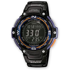 Casio SGW100 Series | Digital Watch & Compass | 200M WR | 100 SEC Stopwatch | Twin Sensor for Direction & Temperature | Low Temp Resistant | World Time | Auto Calendar | Multi Alarm Color: Blue