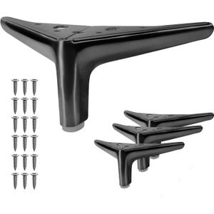 4-inch Furniture Legs, Legs for Furniture Set of 4, Modern Furniture Feet for Cabinet Sofa Couch Table Chair Bed Dresser Wardrobe Risers DIY Replacement-Matte Black