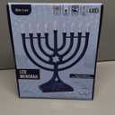 LED Electric Blue Hanukkah Menorah with Special Effects - Battery/USB Powered, Star of David, 4 Lighting/Blinking Modes, Large LED Bulbs, Chanukah Traditional Electric Menorahs - Navy Blue