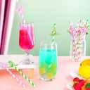 100 Pcs Pink and Green Disposable Straws for Princess and Wizard Witch Party Paper Straws Bulk Holiday BFF Enchanted Musical Birthday Themed Party Supplies