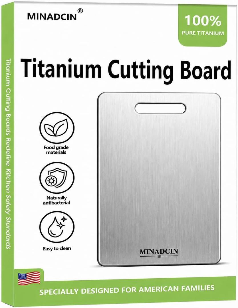 Titanium Cutting Board, 100% Pure Titanium Cutting Boards for Kitchen, Non-Porous Metal Chopping Boards, Dishwasher Safe, Odor Resistant for Meat, Vegetables, Fruit & Raw Food Prep(18L*12W)