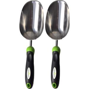 Garden Guru Super Strong Garden Scoop Trowel Shovel Transplanter - Stainless Steel - Rust Resistant - Ergonomic Grip - Perfect Hand Shovel for Gardening Transplanting and Digging (2 Pack)