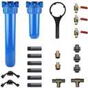 Aquasana Whole House Water Filter System Professional Installation Kit | Brass Components | 3/4" Fittings | Includes 20" Pre-Filter and 10" Post-Filter | Includes Bypass | EQ-1000-075