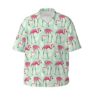 Yesad Mens Hawaiian Shirt Short Sleeve Button Down Tropical Shirts Casual Summer Beach Shirt (XL, Flamingo)