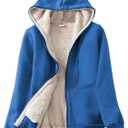 Yeokou Women's Casual Full Zip Up Sherpa Lined Hoodie Sweatshirt Jacket Coat (XX-Large, Kleinblue)