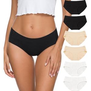 Altheanray Womens Underwear Cotton Underwear for Women Seamless Hipster Bikini Briefs Panties 6 Pack, Small