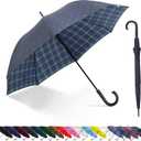 Large Stick Umbrella Windproof Automatic Open 50 Inch Umbrella with Hook Handle,Over Sized J Handle Umbrellas for Men and Women,Windproof Unbreakable Stick Rain Golf Umbrella