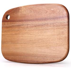 Large Acacia Wood Cutting Boards for Kitchen with Hanging  Big Wooden Cutting Board for Vegetables, Bread, Steak, Meat, Cheese, Charcuterie - BPA Free, 14" x 11"