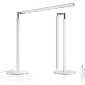 White LED Desk Lamp - Foldable Industrial Desk Light for Home Office, 15W Dimmable Table Lamp for Reading with Base, 4 Color Temps, 16" Eye Caring Metal Desktop Task Lamp for College Dorm Study