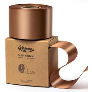 Brown Satin Ribbon 2.5 Inch Double-Faced Polyester Ribbons 25 Yards for Gift Wrapping Crafts Flower Bouquet Wedding Paper Christmas Holiday Decor