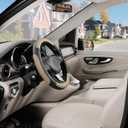 SEG Direct Car Steering Wheel Cover Universal Standard Size 14.5-15 inch, Black and Beige Microfiber Leather