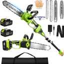 Pole Saws for Tree Trimming, Cordless Pole Saw, 8in/10in Pruning Saw, Mini Chainsaw, 16FT Max Height, Brushless Motor, Adjustable Angle, Cordless Battery Powered for Pruning, and Garden Tasks