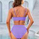 ZAFUL Women High Waisted Bikini Sets Two Piece Swimsuit Push Up Twist Front Ruched Bathing Suit (Purple, M)