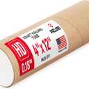 4" x 12" Heavy Duty Reinforced Kraft Paper Mailing Tube, Pack of 1 Tube with 2 Caps Secure USPS Approved Poster Tube Made in USA Cardboard Tube for Shipping and Storing Posters, Prints, Artwork