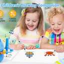 Drawing Robot for Kids, Interactive Educational Drawing Robot, Magic Painting Robot Toy with 100 Word Cards & 16 Color Pens for Girls and Boys Age 3+ (Blue)